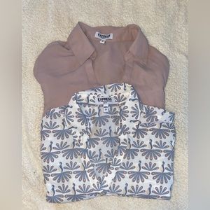 Long sleeved, collared, button up blouse - Set of 2!